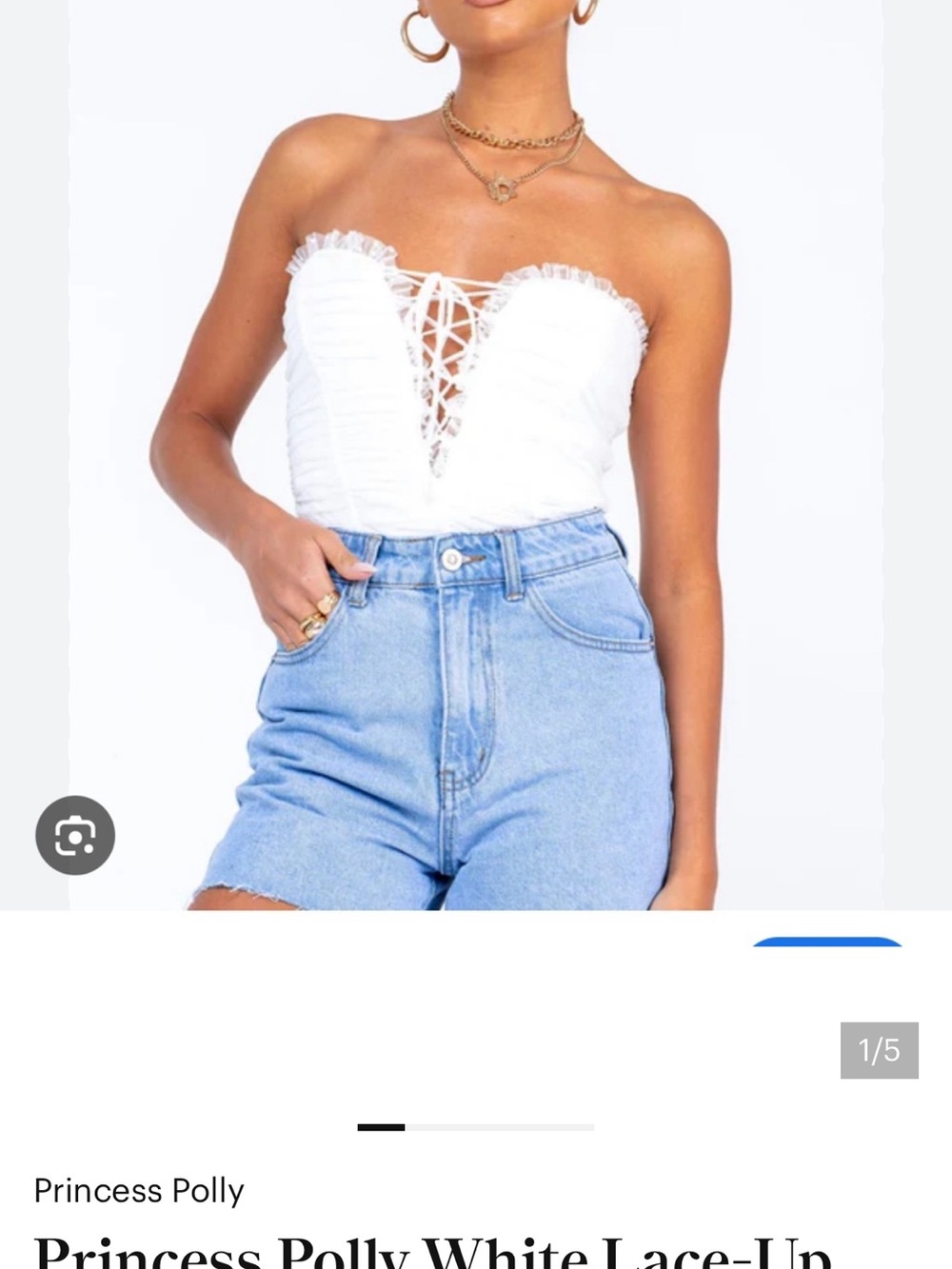 NWT Princess Polly White Strapless Lace-Up Bodysuit